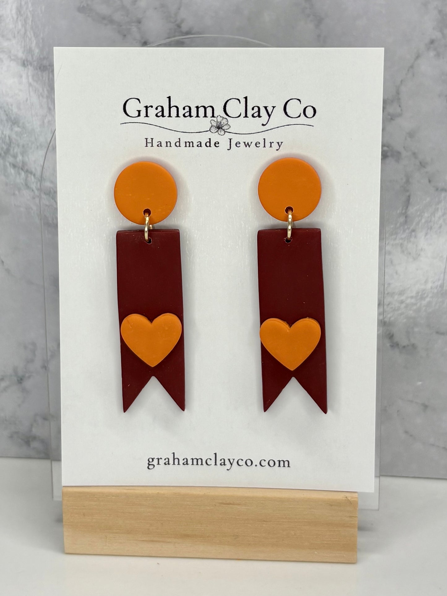 Heart Ribbons Drop Earrings-Customize