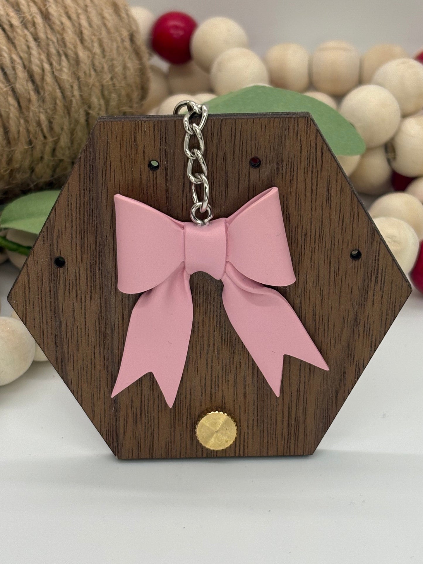 Pink Bow Keychain