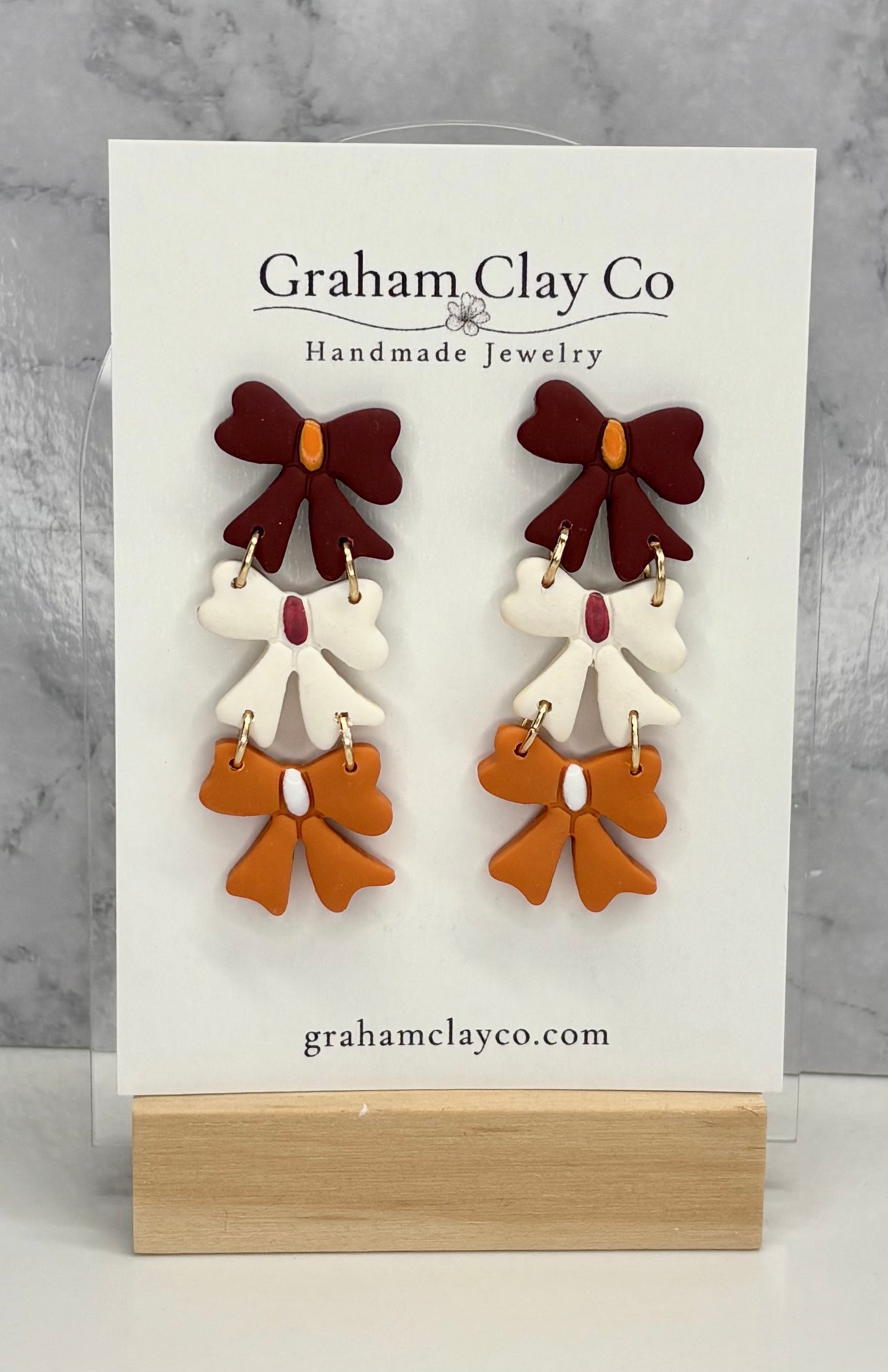 Triple Bow Drop Earrings-Customize