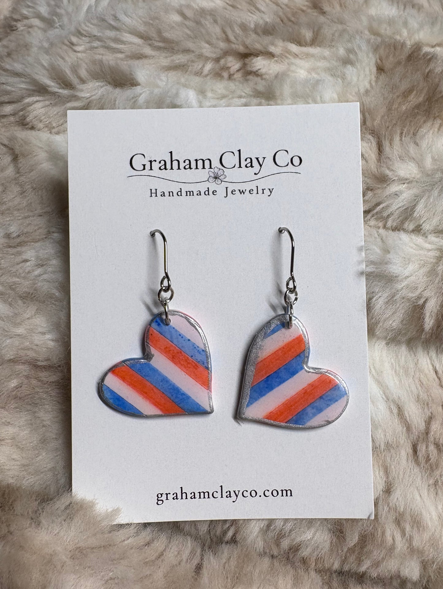 Heart Stripes Dangle Earrings