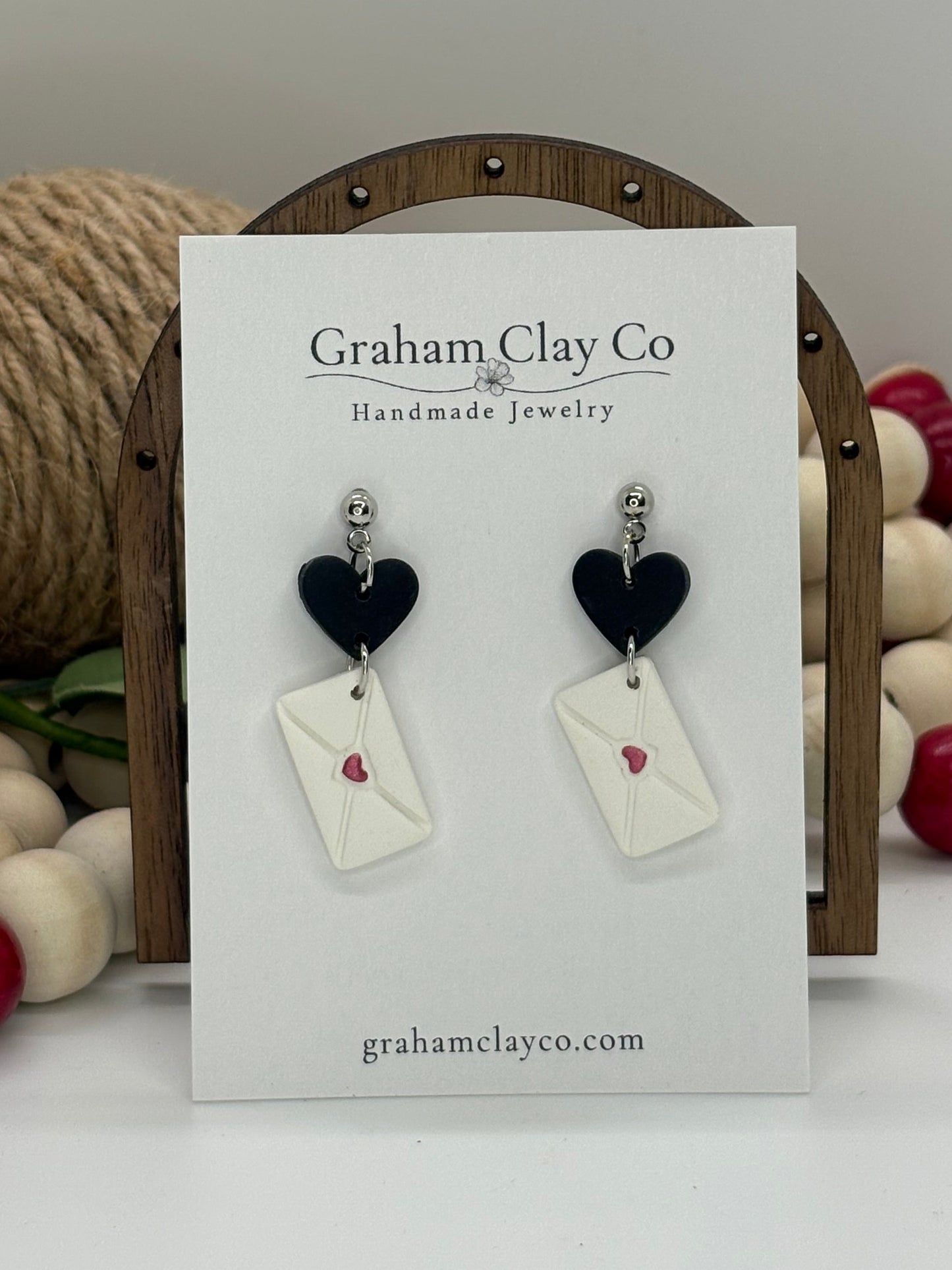 Letter Heart Dangle Earrings