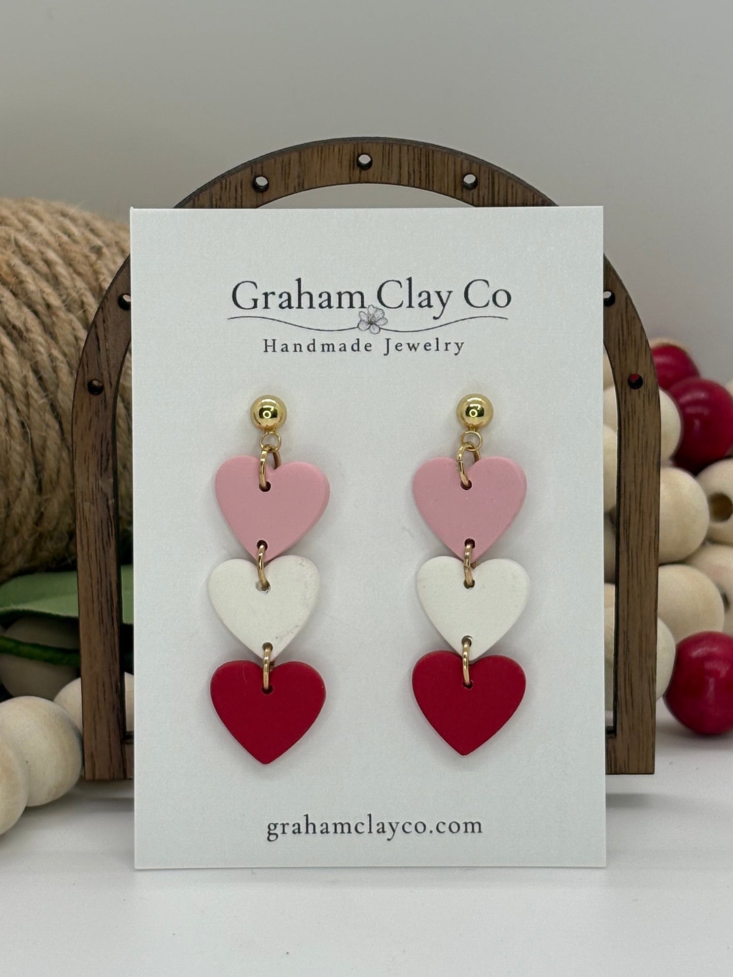 Triple Heart Drop Dangle Earrings