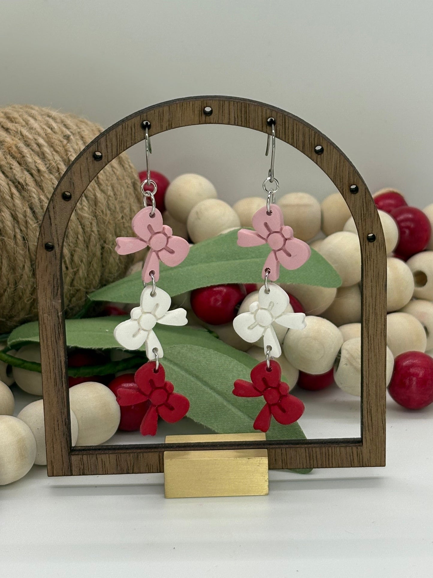 Tripple Bow Dangle Earrings