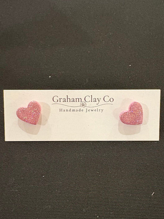 Mini Glitter Heart Studs