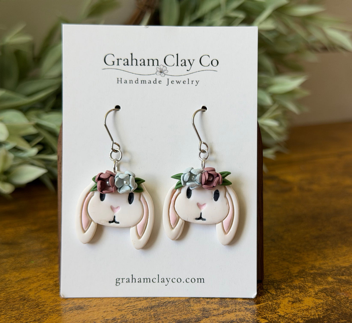 Floral Bunnies Dangle Earrings