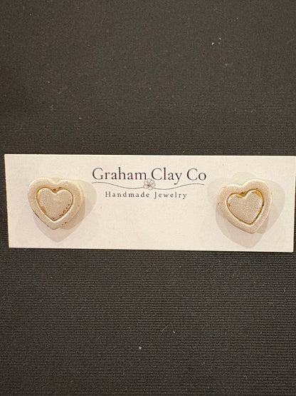 Gold Accented Heart Studs