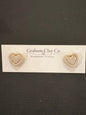 Gold accented heart studs