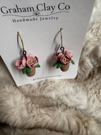 Flower Pot Dangle Earrings