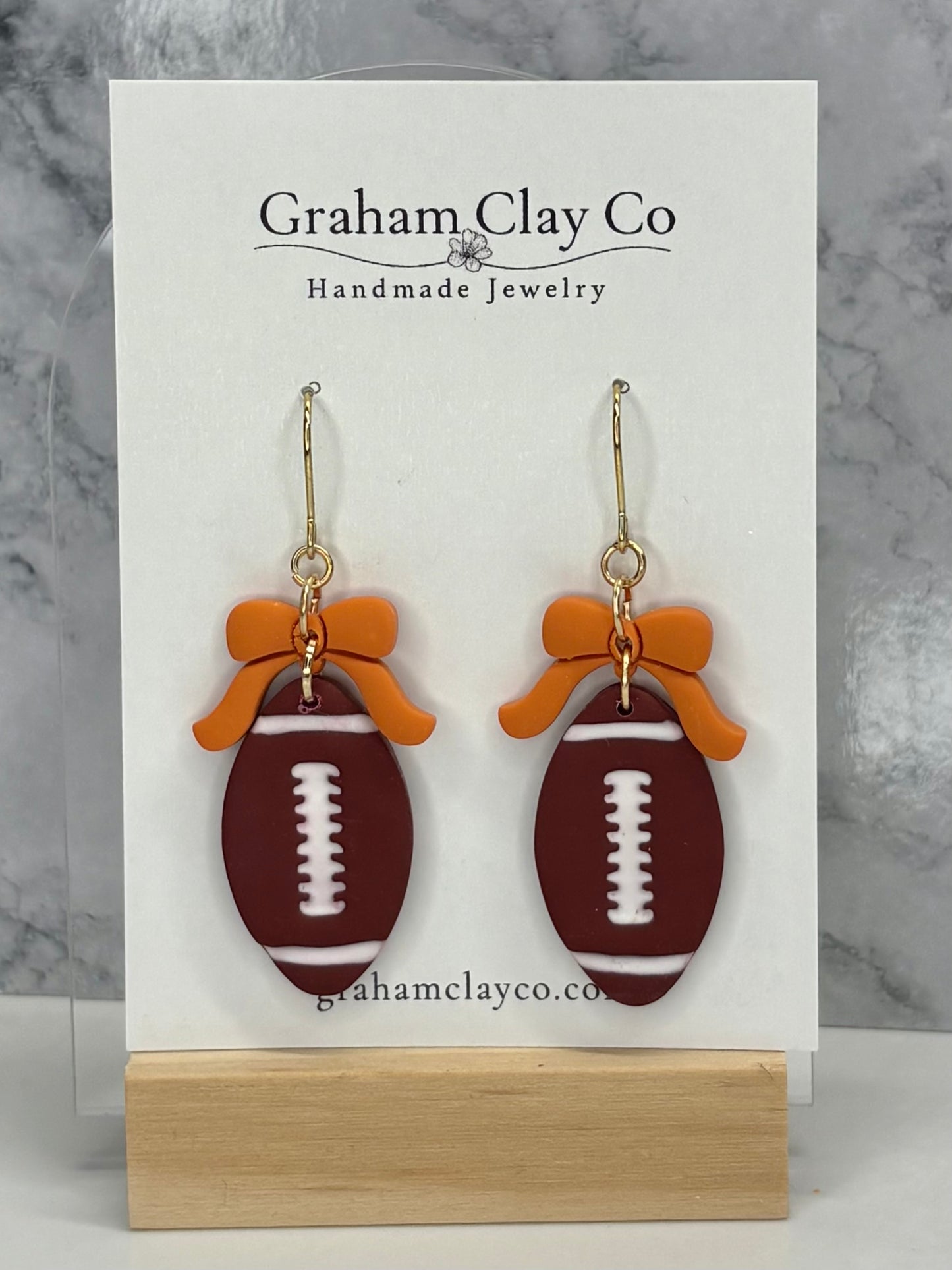 Footballs and Bows Dangle Earrings-Customize