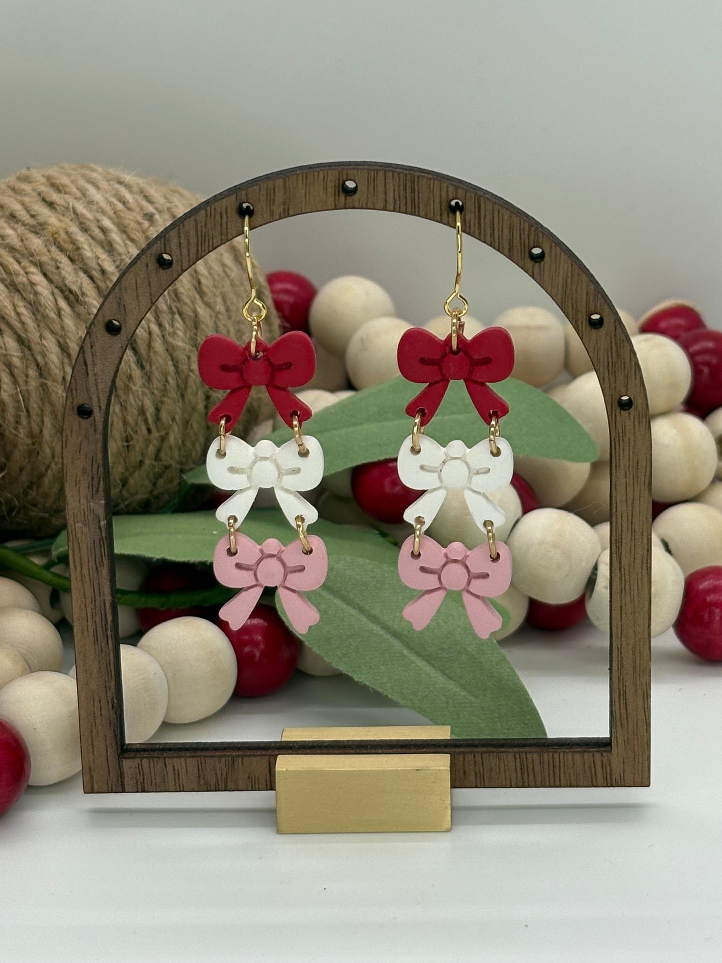 Tripple Bow Dangle Earrings
