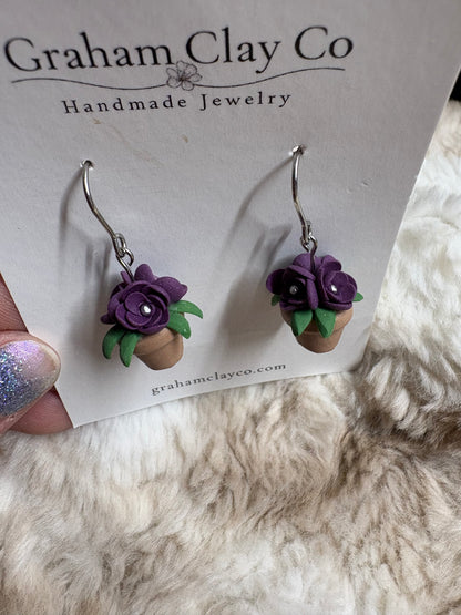 Flower Pot Dangle Earrings