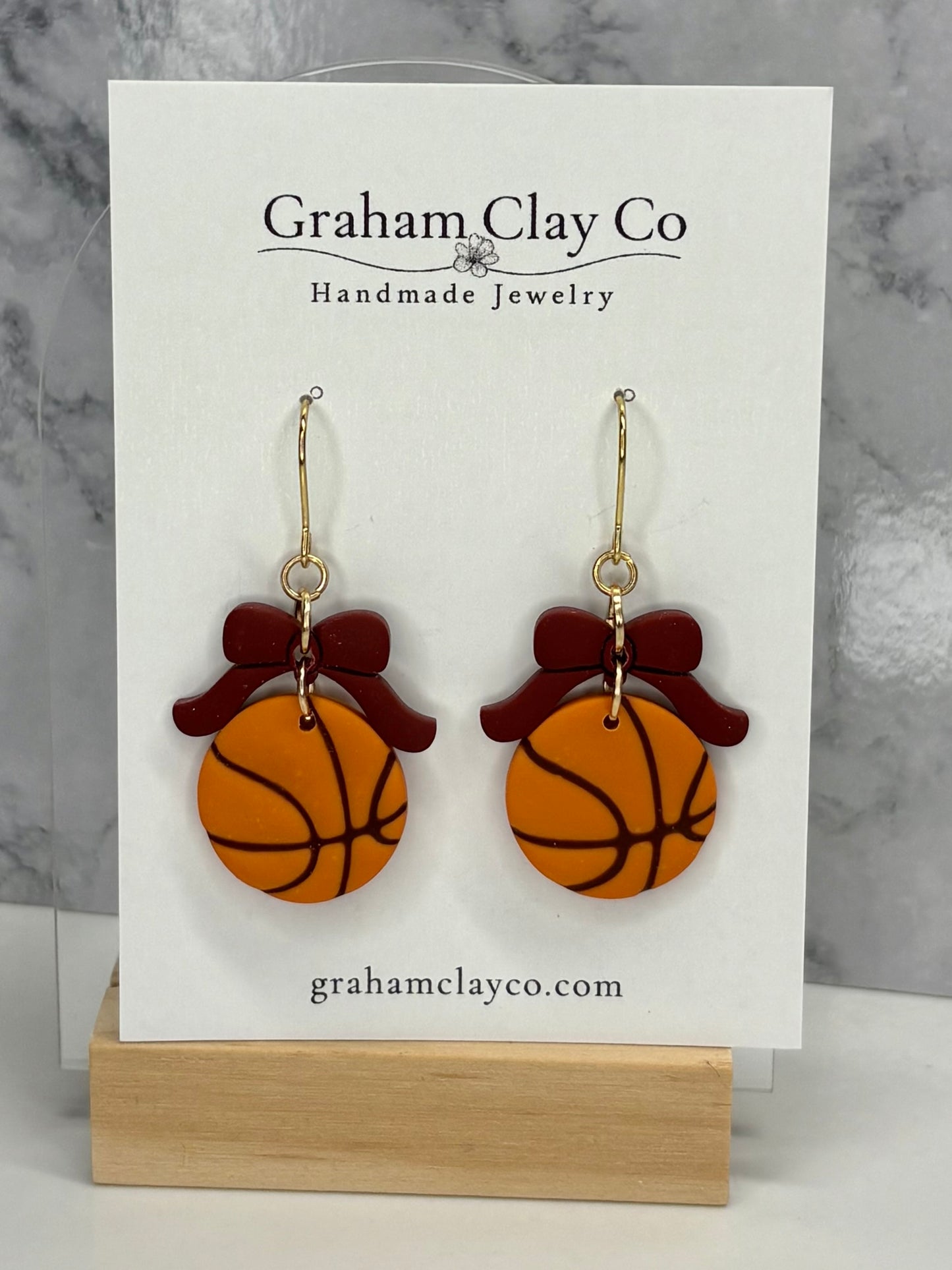 Basketballs and Bows Dangle Earrings- Customize