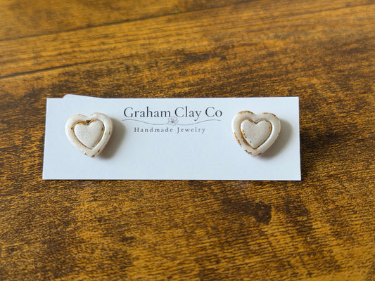 Gold Accented Heart Studs