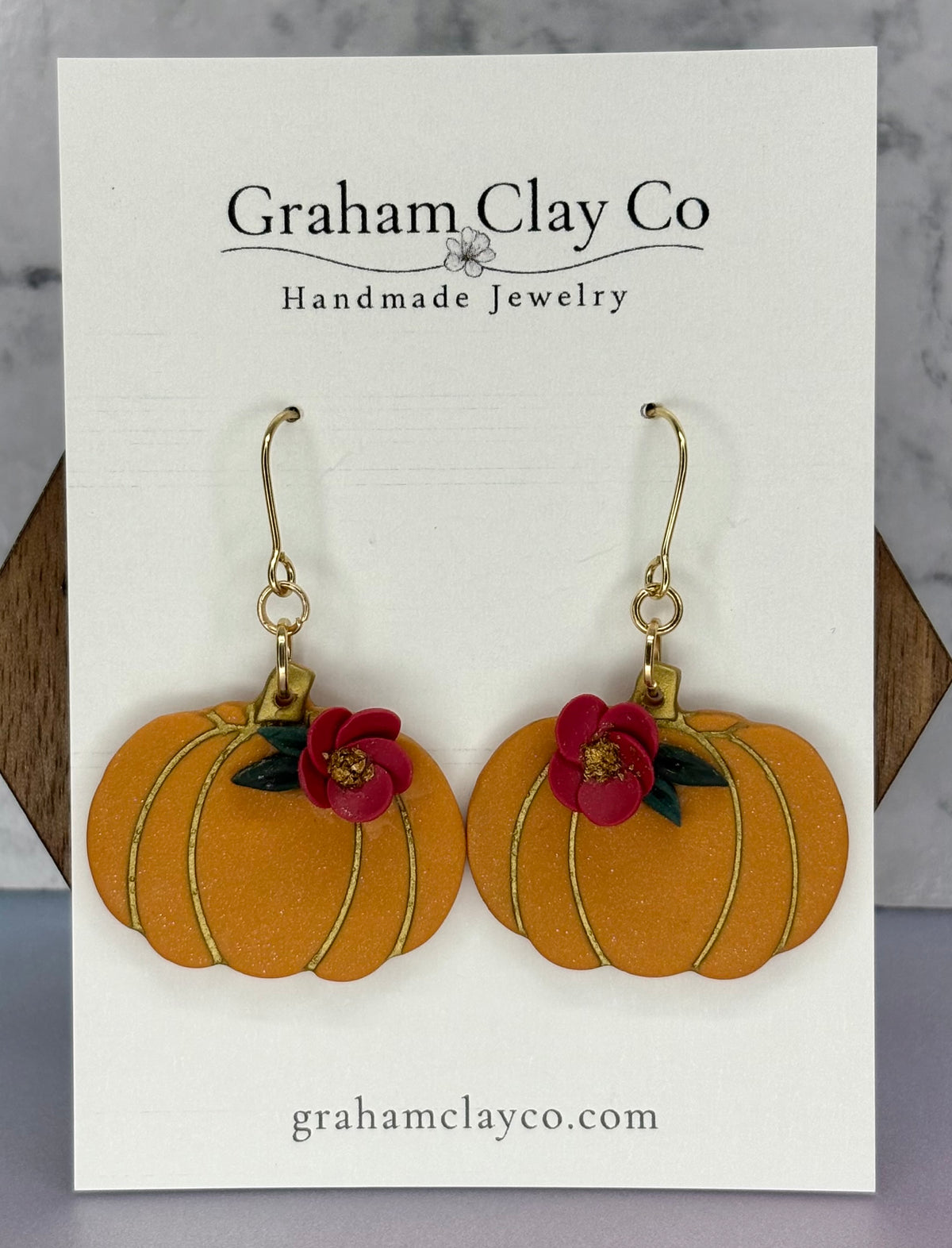 Large Floral Pumpkins- dangle Earrings
