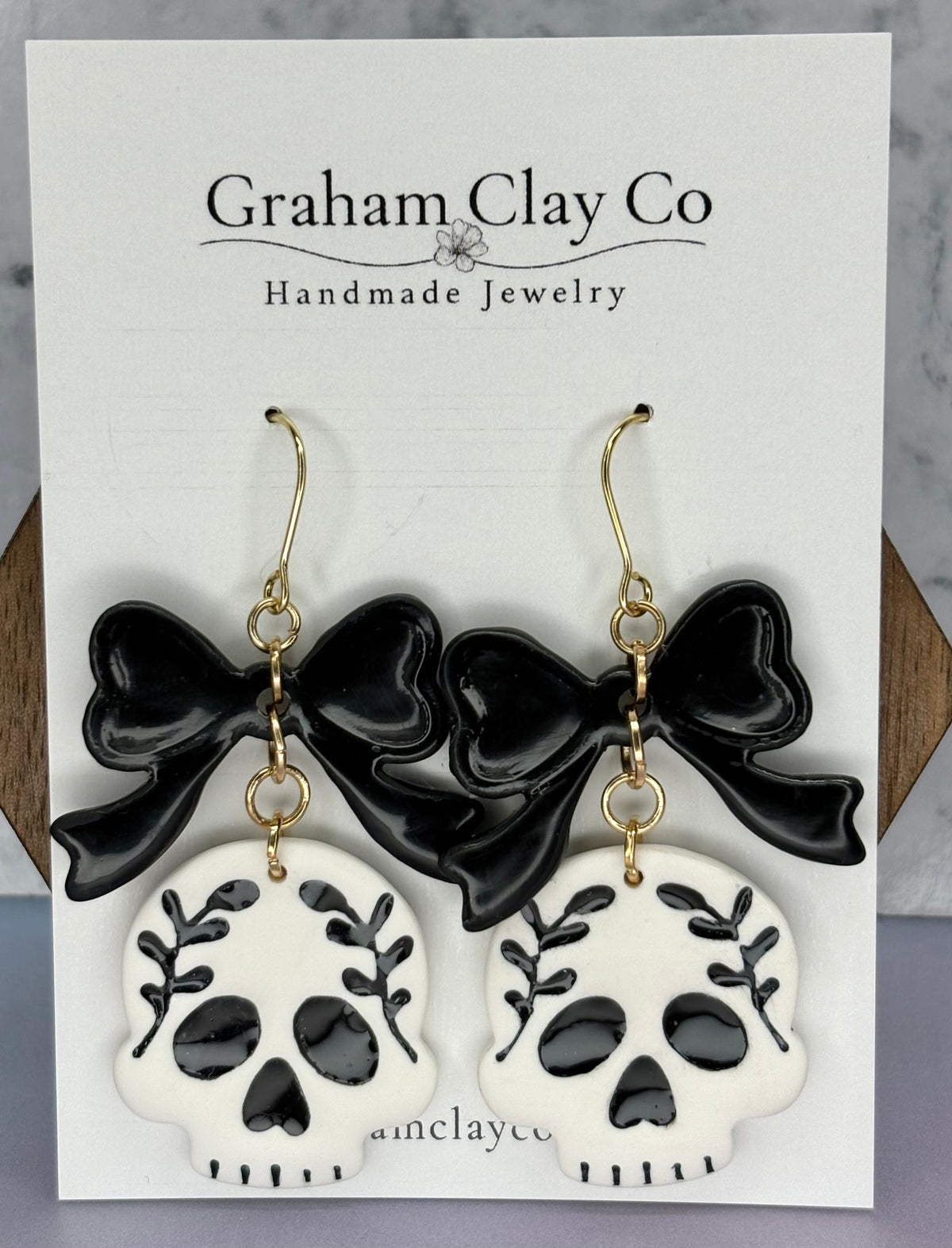 Skull and Bows Dangle Earrings