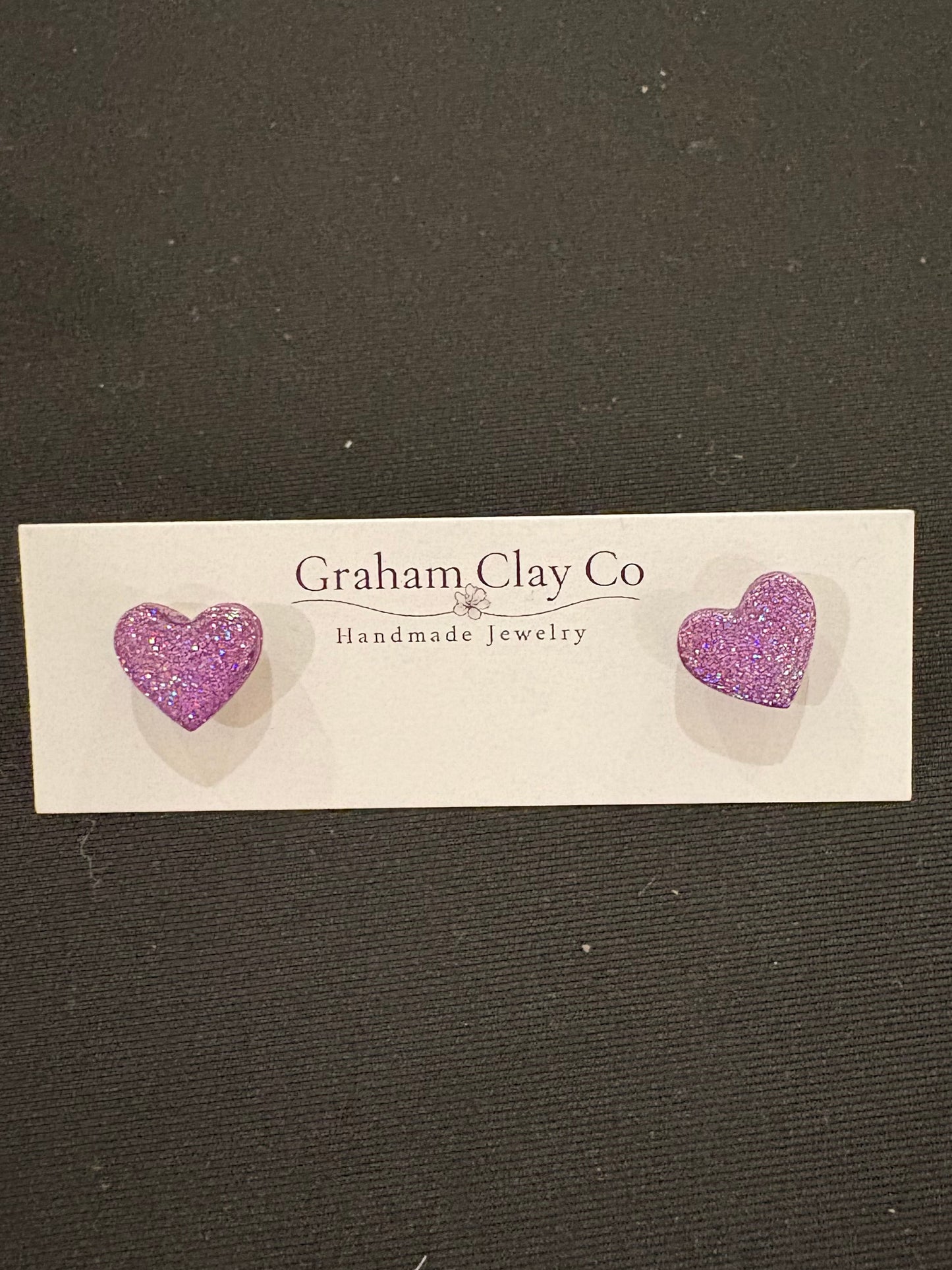 Mini Glitter Heart Studs