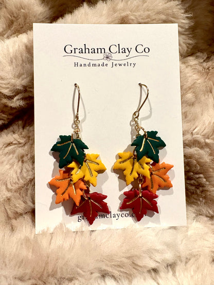 Fall Maple Leaves Dangle Earrings
