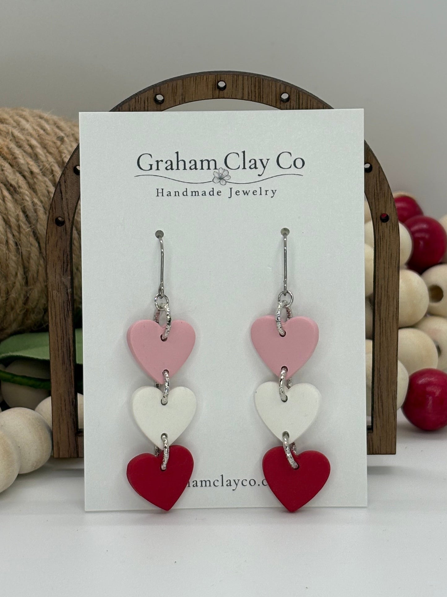 Triple Heart Drop Dangle Earrings