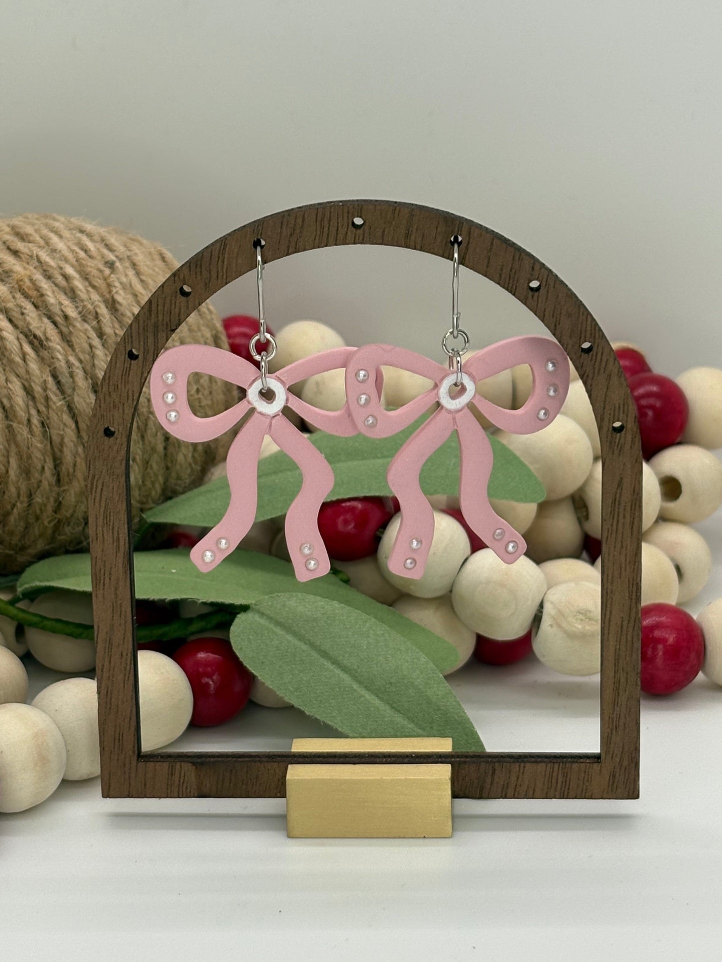 Large Pink Bow Dangle Earrings