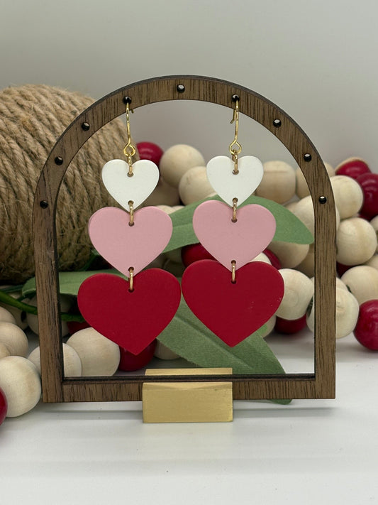 Graduated Hearts Dangle Earrings