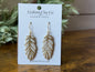 Gold Embossed Feather Dangle Earrings