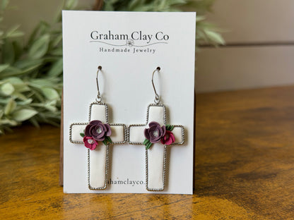 Easter Floral Cross Earrings