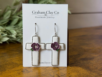 Easter Floral Cross Earrings