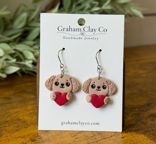 Puppy Hearts Dangle Earrings