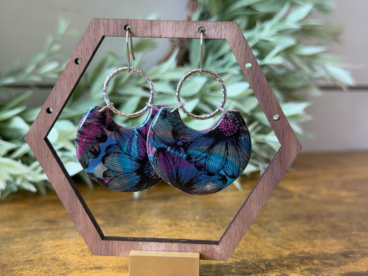 Daisy Tie Dye Half Circle Drop Earrings